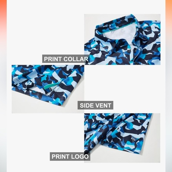 NWT Golf Polo Shirts Short Sleeve Striped Performance Moisture Wicking Dry Fit - Picture 3 of 6